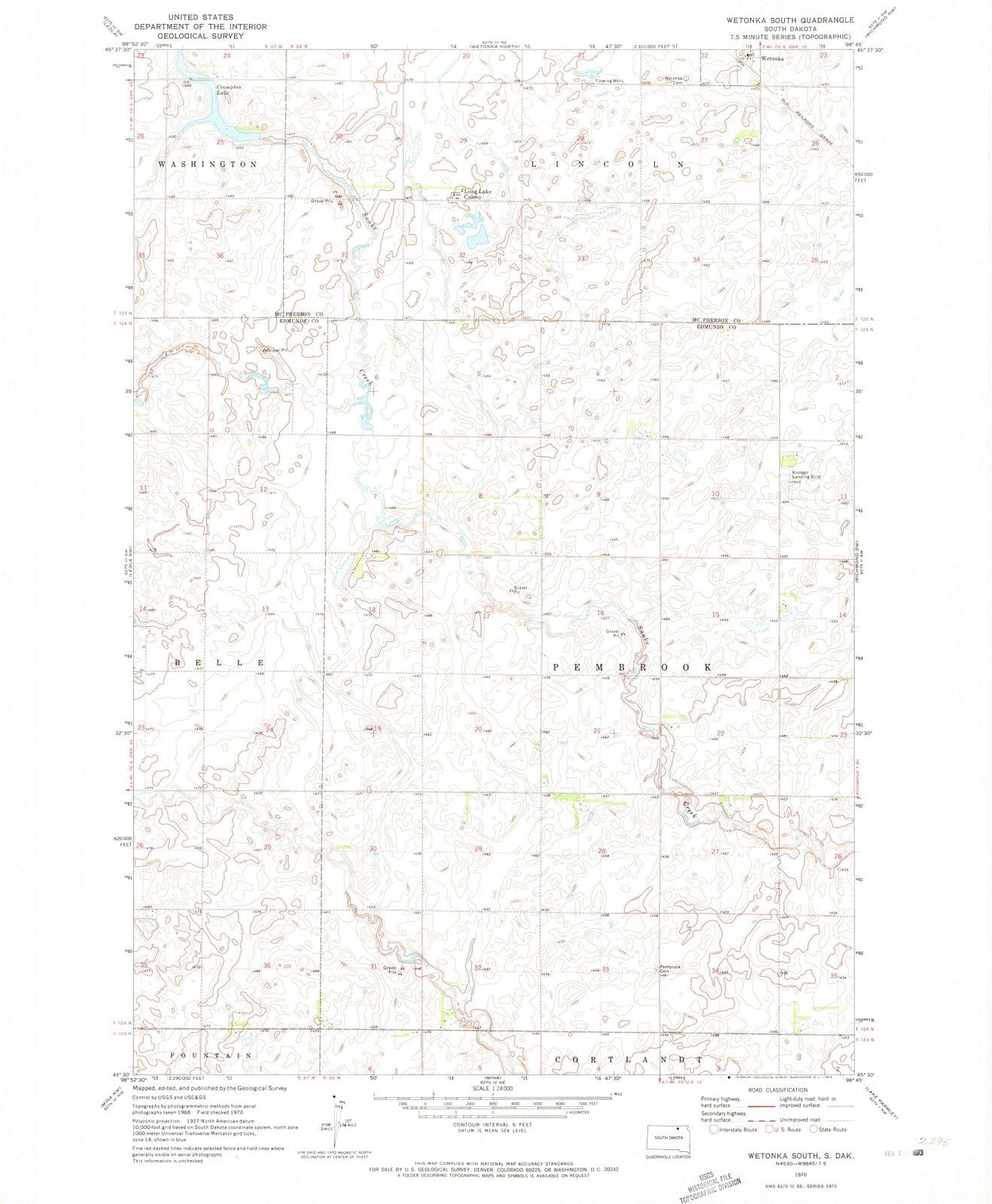 1970 Wetonka South, SD - South Dakota - USGS Topographic Map