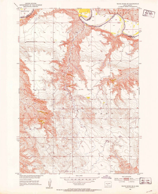 1951 White River, SD - South Dakota - USGS Topographic Map