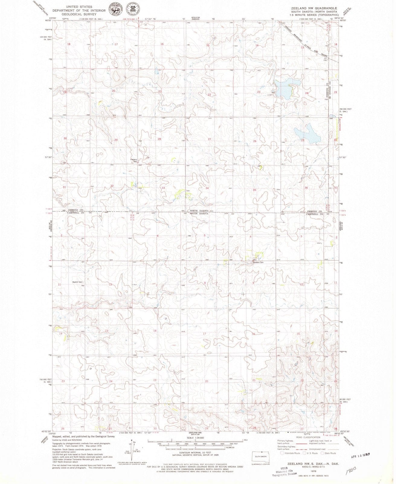 1978 Zeeland, SD - South Dakota - USGS Topographic Map