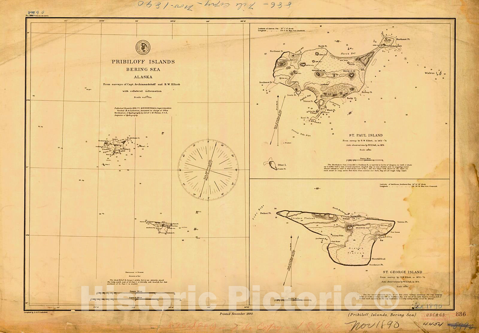 Historic Nautical Map - Pribloff Islands, 1890 NOAA Chart - Alaska (AK) - Vintage Wall Art
