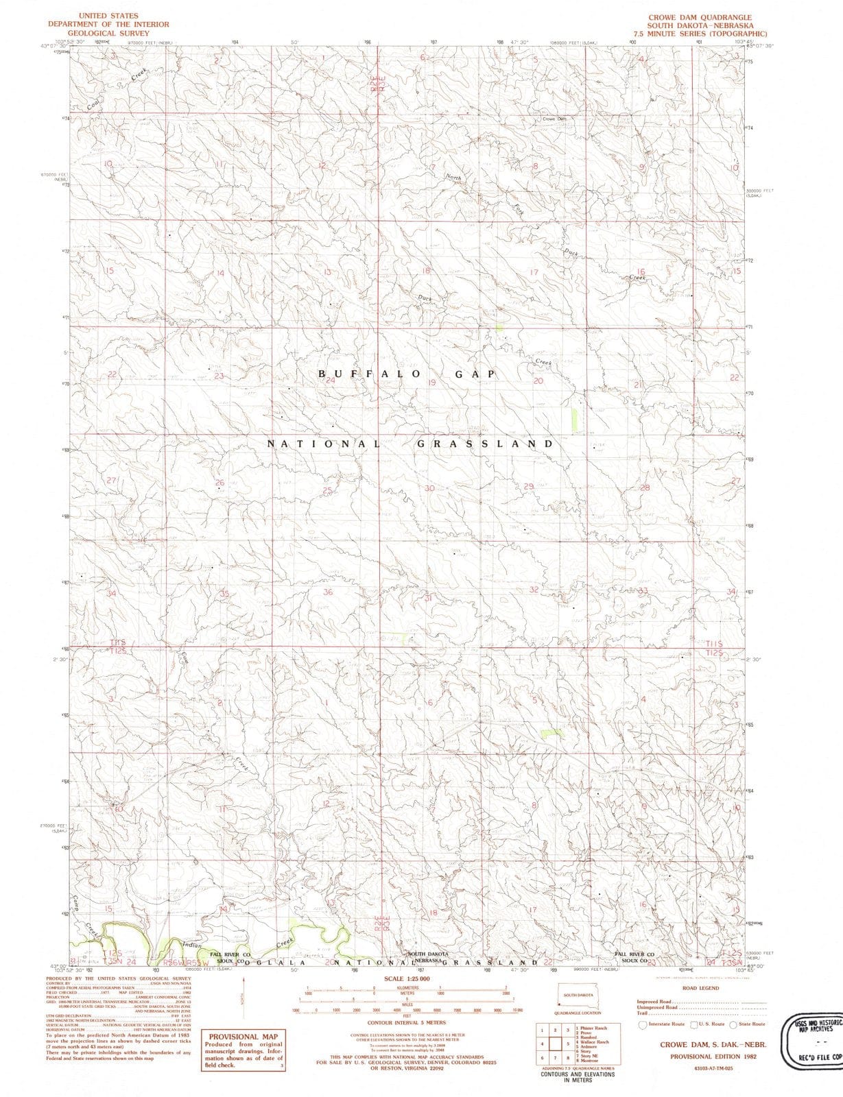 1982 Croweam, SD - South Dakota - USGS Topographic Map