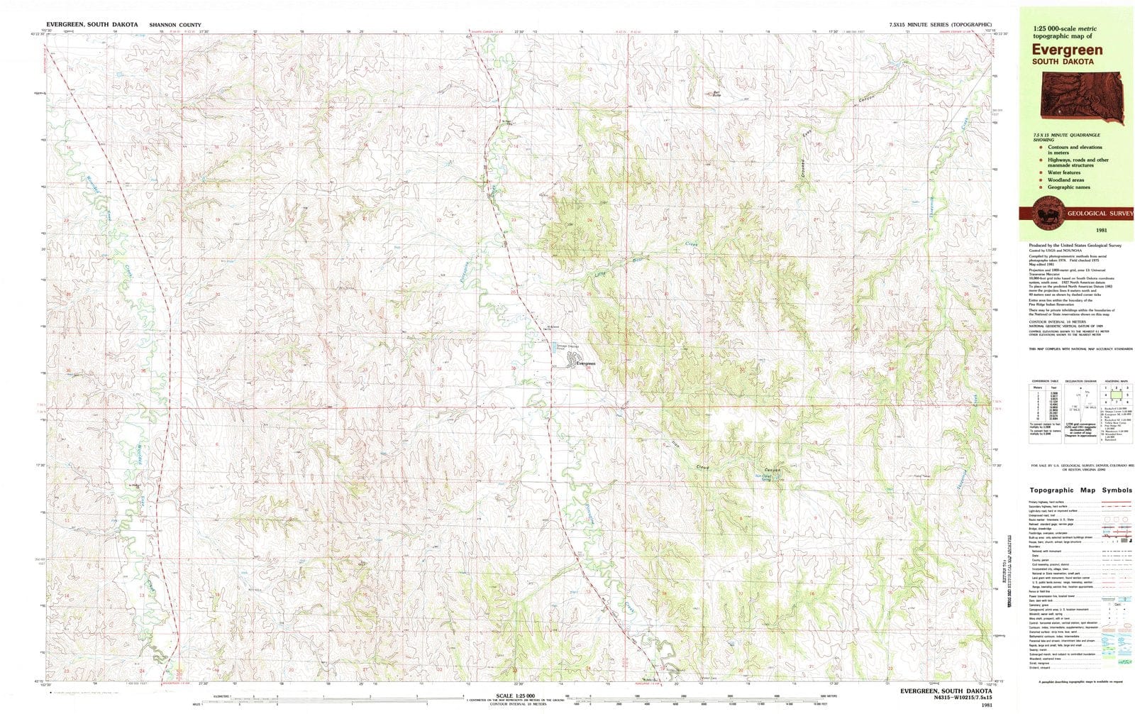 1981 Evergreen, SD - South Dakota - USGS Topographic Map v2