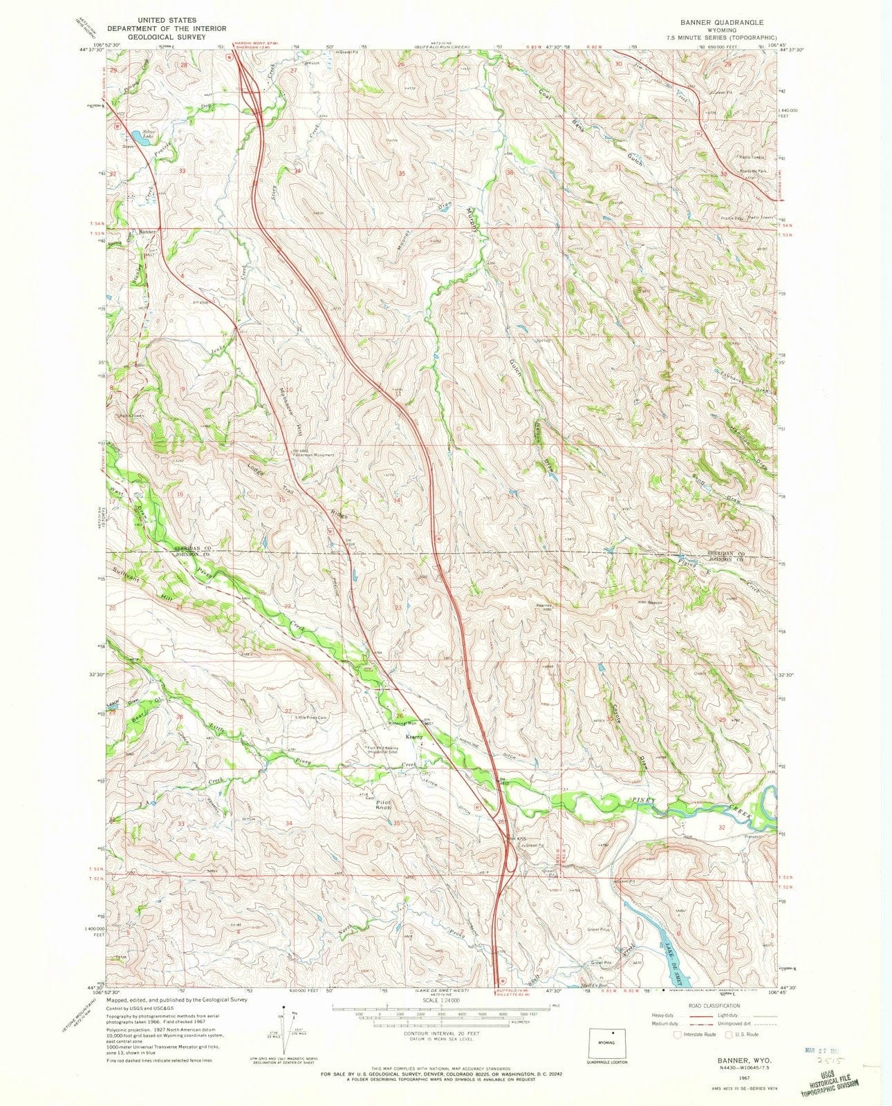 1967 Banner, WY - Wyoming - USGS Topographic Map