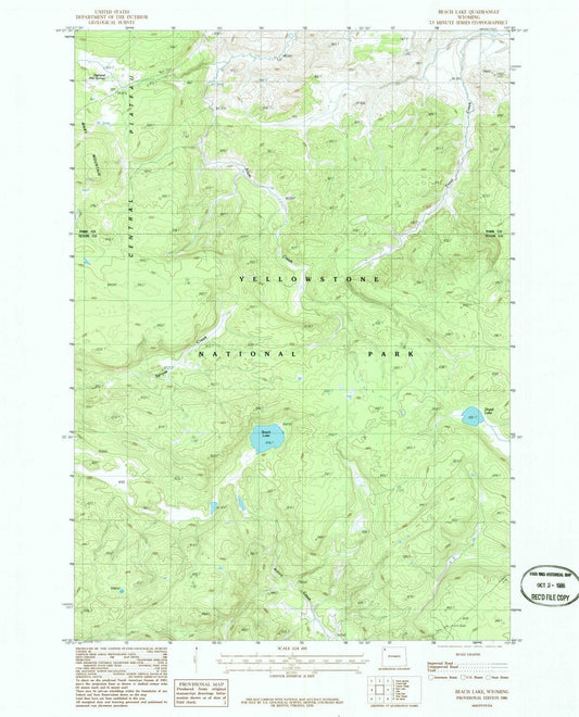 1986 Beach Lake, WY - Wyoming - USGS Topographic Map