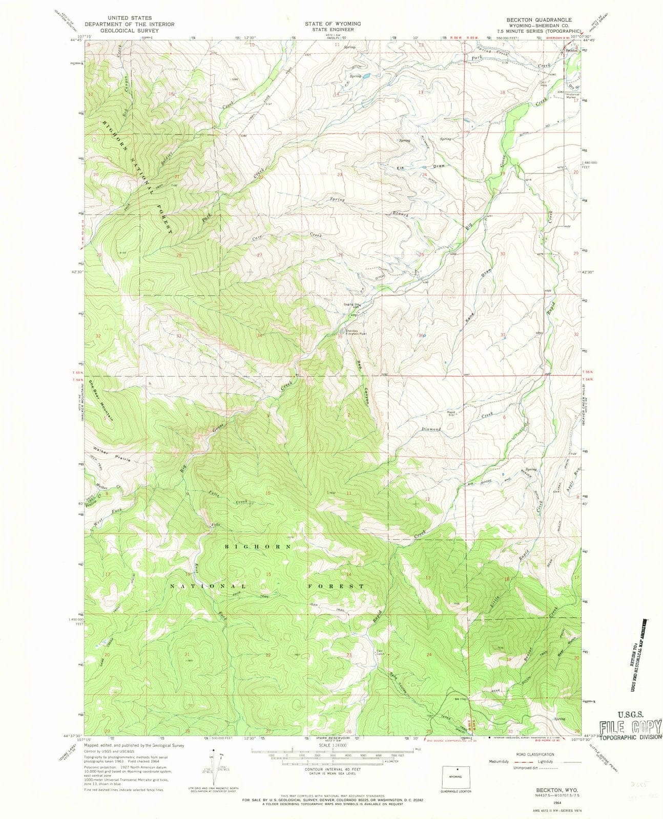 1964 Beckton, WY - Wyoming - USGS Topographic Map
