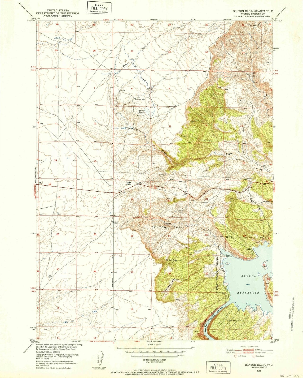 1951 Benton Basin, WY - Wyoming - USGS Topographic Map v3