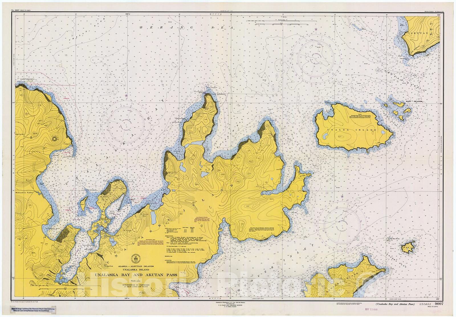 Historic Nautical Map - Unalaska Bay Abd Akutan Pass, 1940 NOAA Chart - Alaska (AK) - Vintage Wall Art
