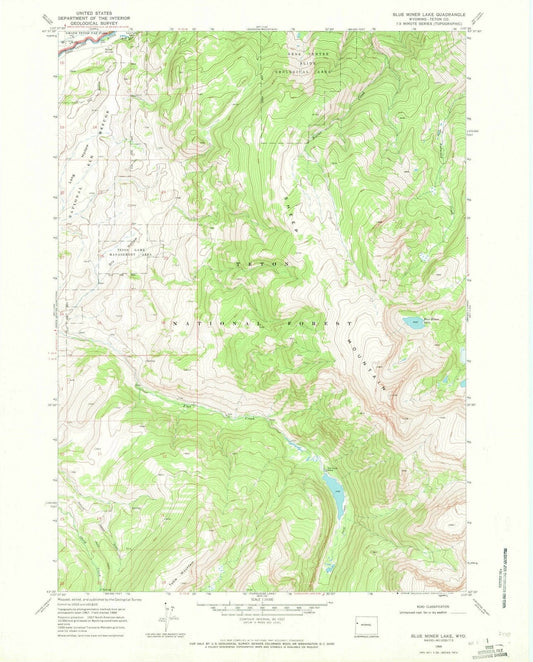 1968 Blue Miner Lake, WY - Wyoming - USGS Topographic Map