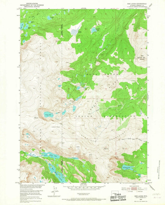 1952 Bob Lakes, WY - Wyoming - USGS Topographic Map