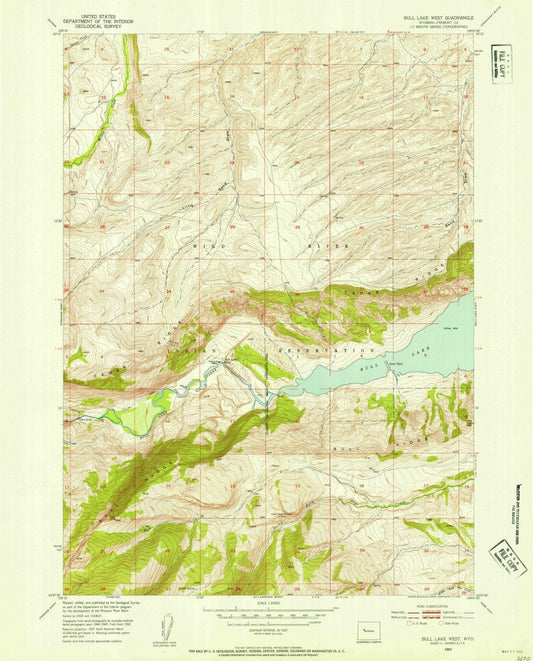 1952 Bull Lake West, WY - Wyoming - USGS Topographic Map
