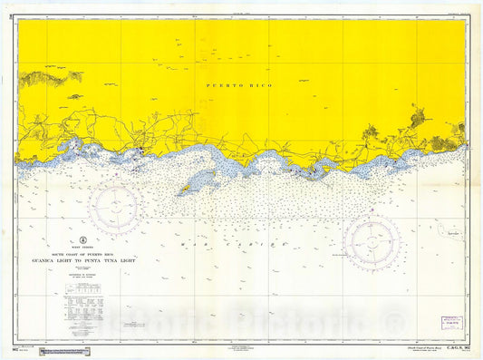 Historic Nautical Map - South Coast Of Puerto Rico, 1958 NOAA Chart - Puerto Rico (PR) - Vintage Wall Art
