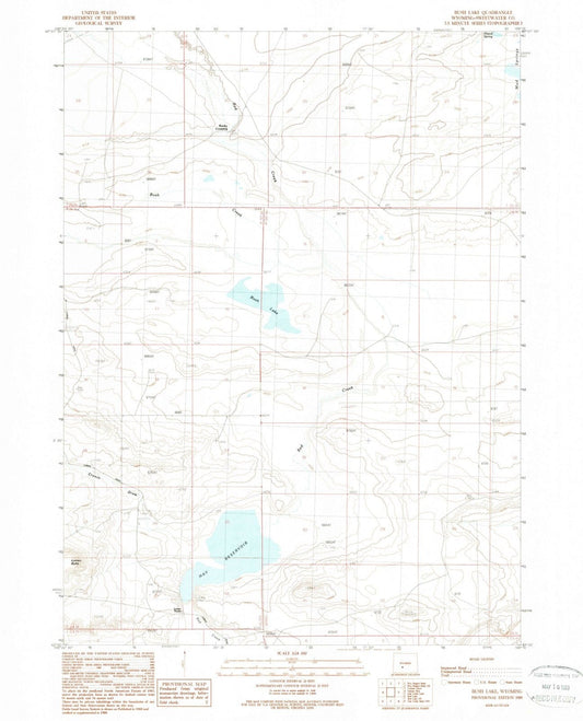 1989 Bush Lake, WY - Wyoming - USGS Topographic Map