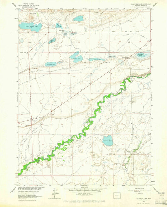 1963 Caldwell Lake, WY - Wyoming - USGS Topographic Map