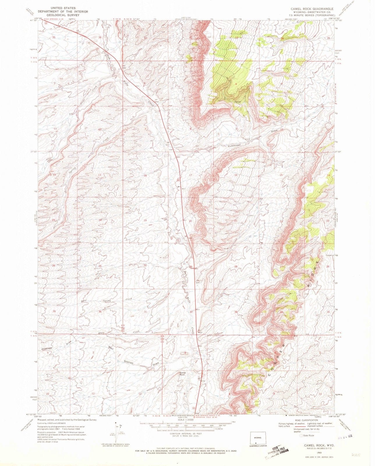 1968 Camel Rock, WY - Wyoming - USGS Topographic Map