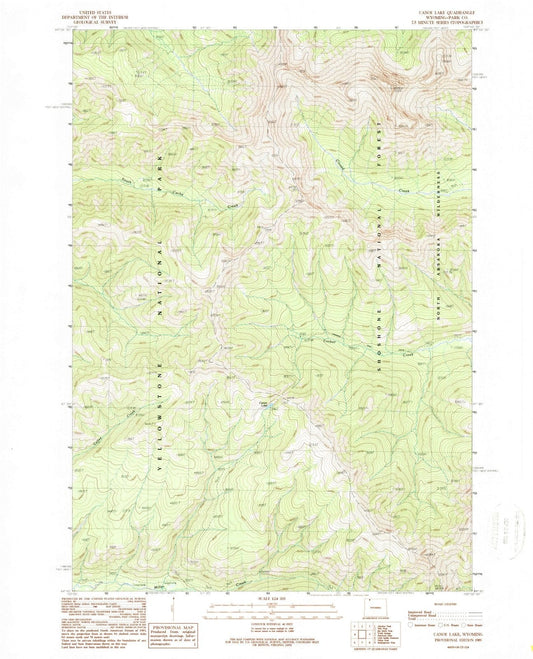 1989 Canoe Lake, WY - Wyoming - USGS Topographic Map