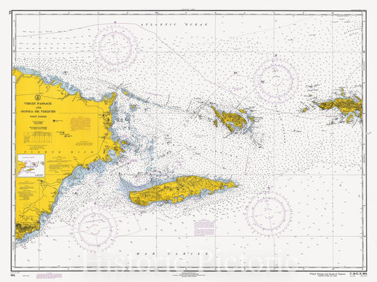 Historic Nautical Map - Virgin Passage And Sonda De Vieques, 1971 NOAA Chart - Puerto Rico, Virgin Islands (PR, VI) - Vintage Wall Art