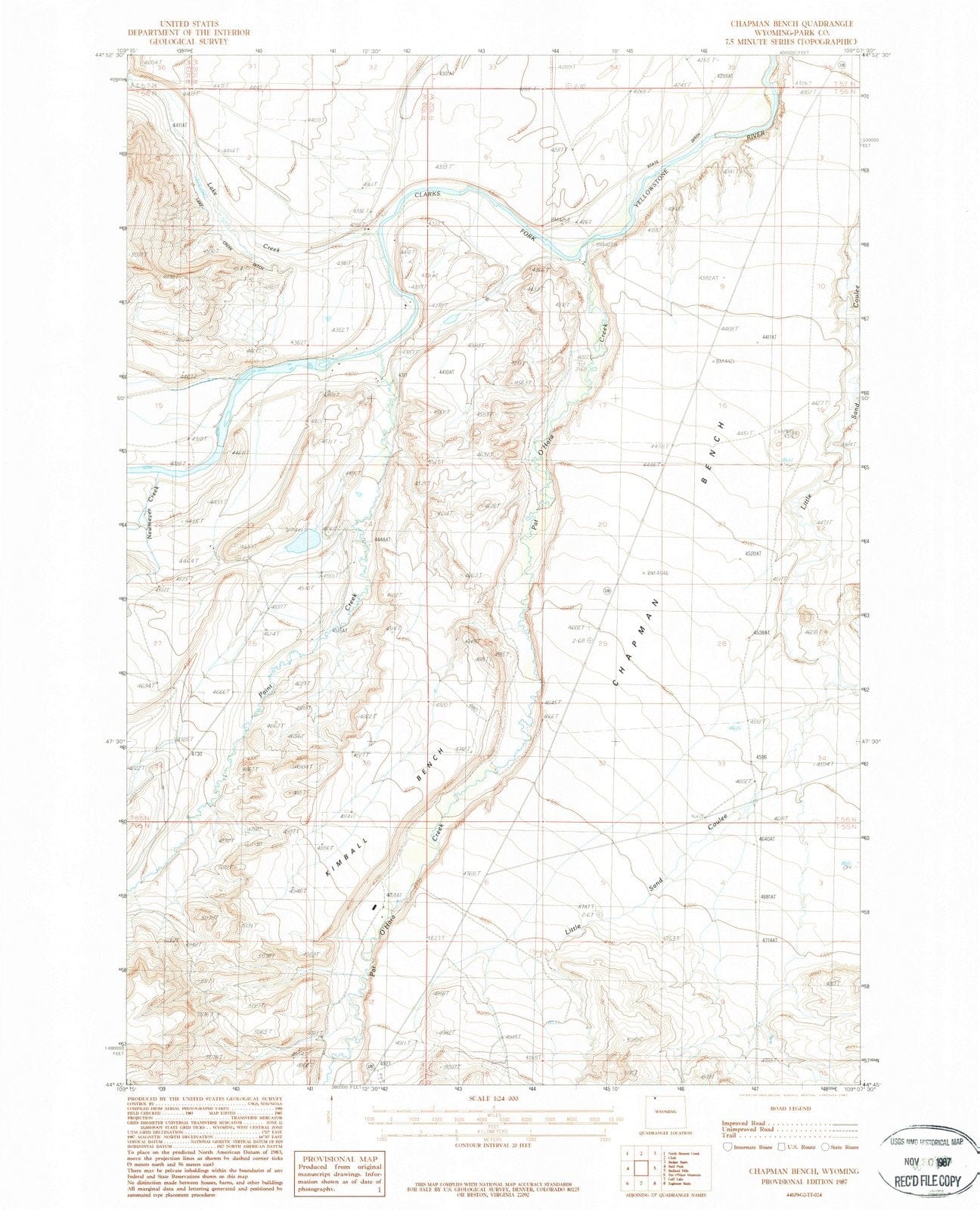 1987 Chapman Bench, WY - Wyoming - USGS Topographic Map