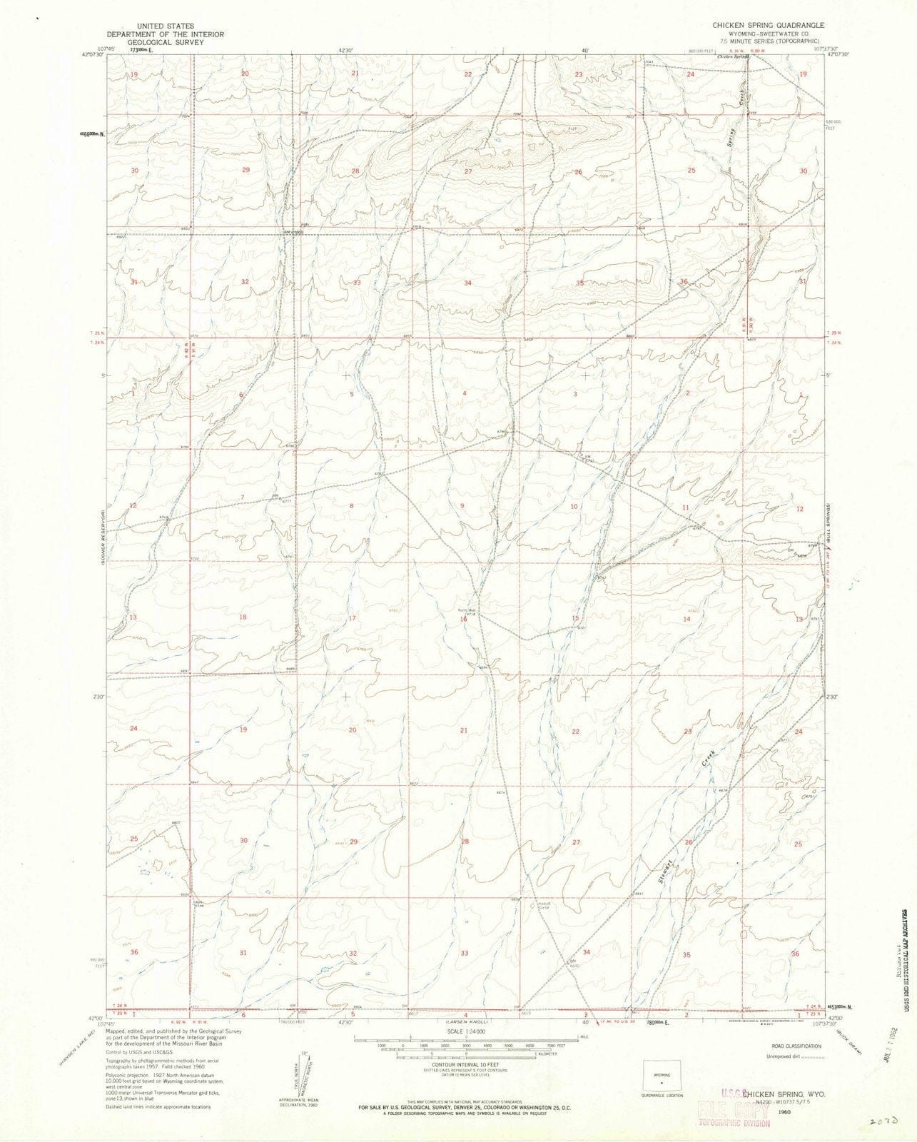 1960 Chicken Spring, WY - Wyoming - USGS Topographic Map