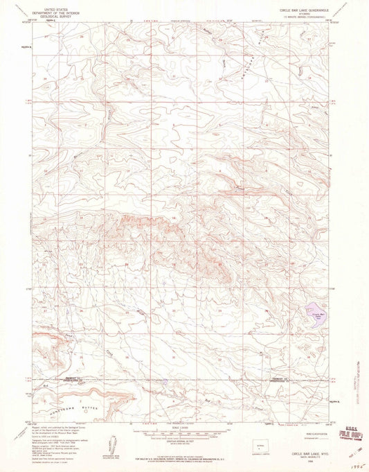 1958 Circle Bar Lake, WY - Wyoming - USGS Topographic Map