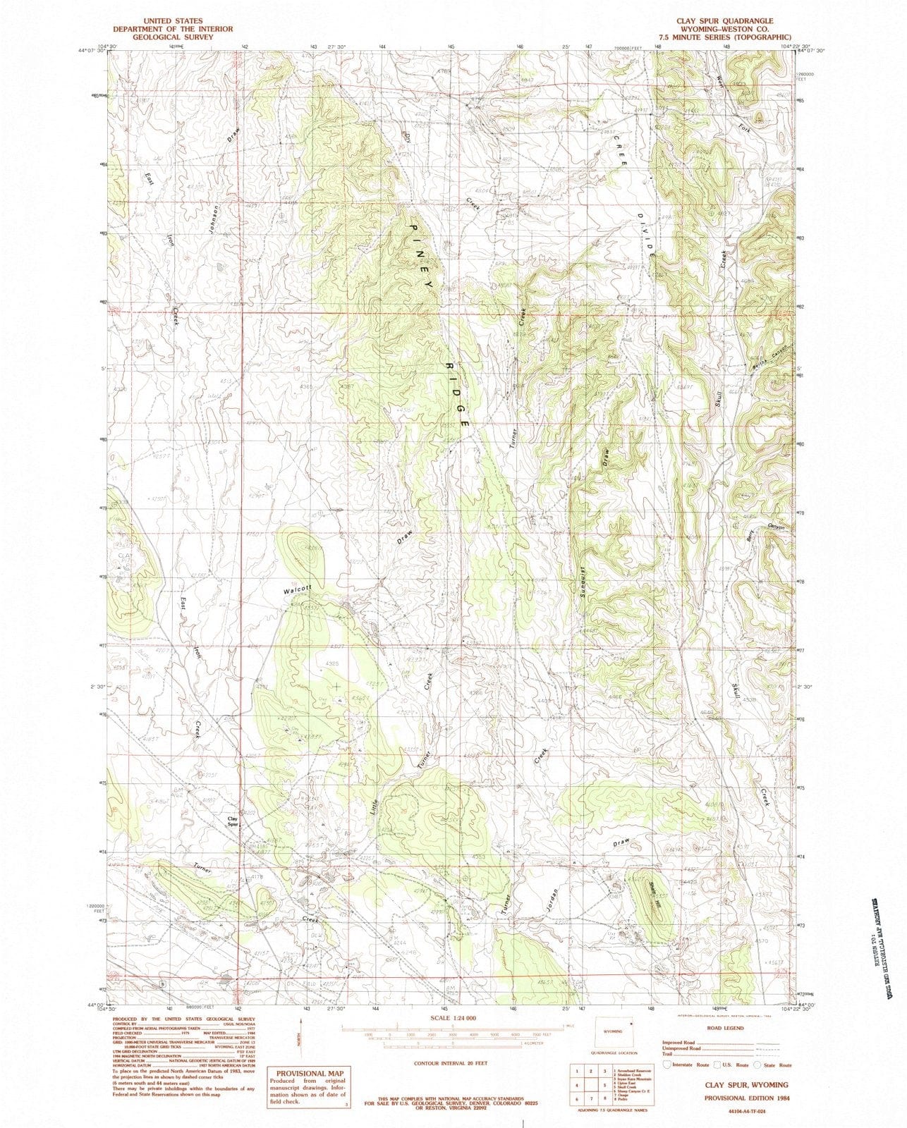 1984 Clay Spur, WY - Wyoming - USGS Topographic Map