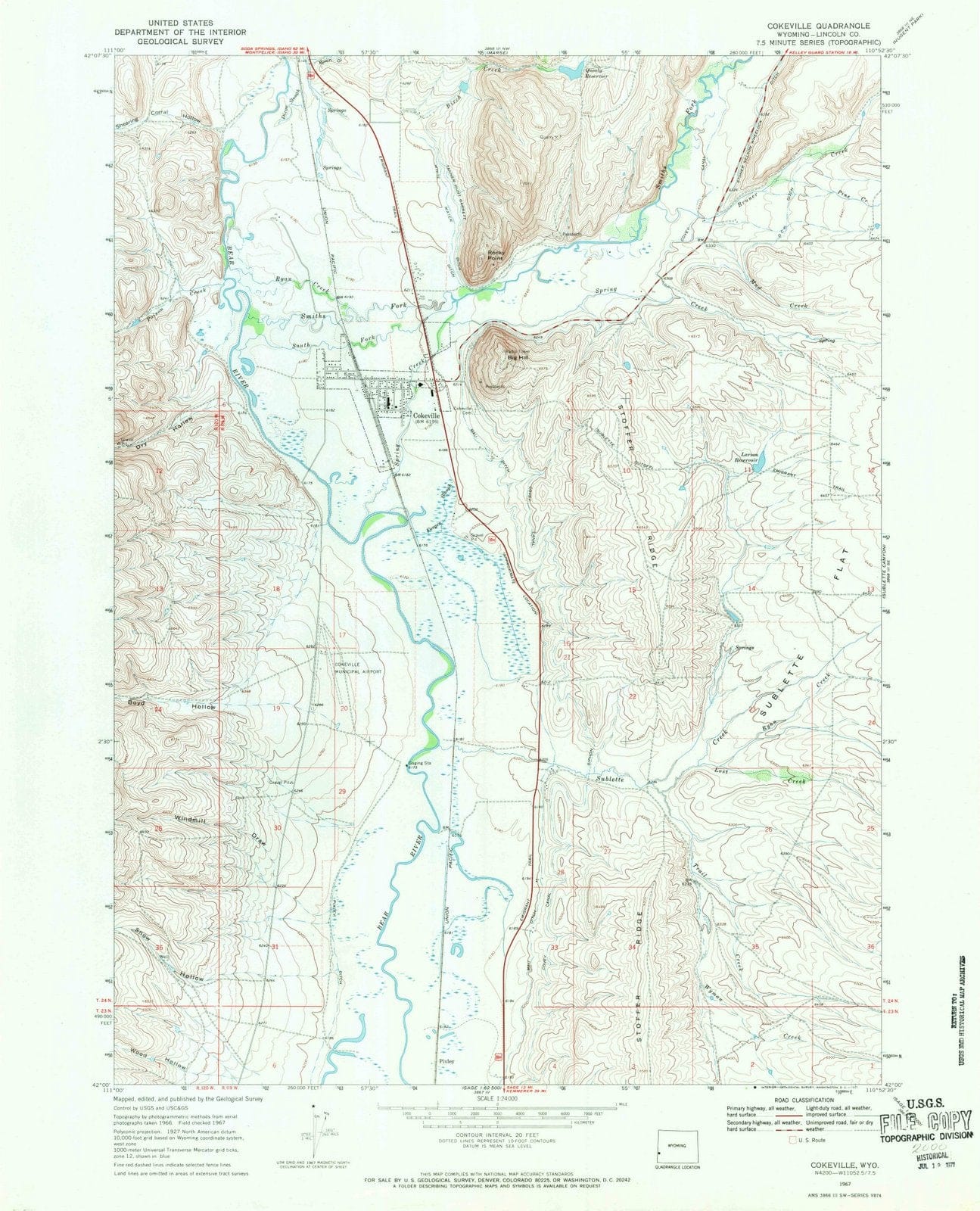 1967 Cokeville, WY - Wyoming - USGS Topographic Map