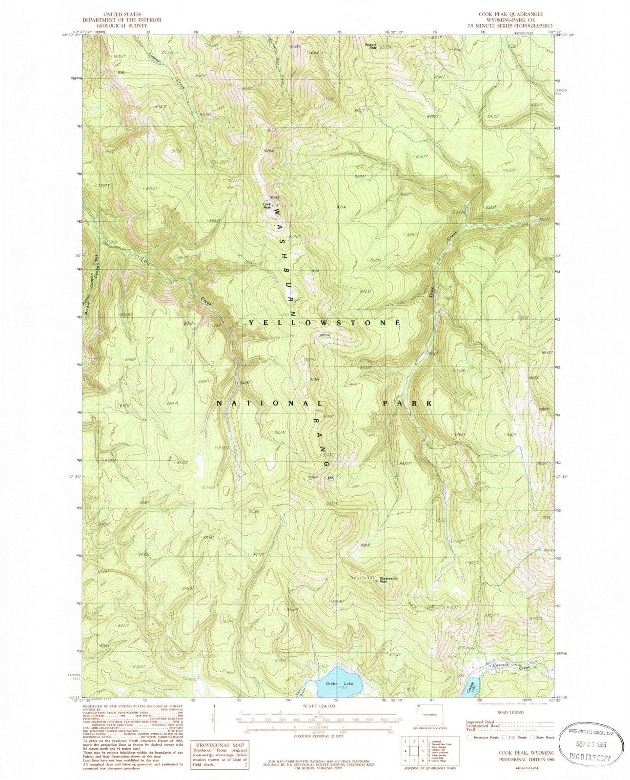 1986 Cook Peak, WY - Wyoming - USGS Topographic Map