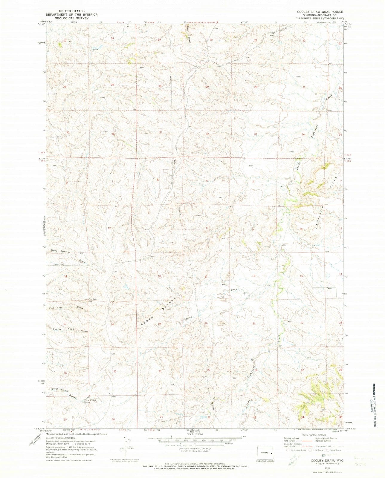 1970 Cooleyraw, WY - Wyoming - USGS Topographic Map