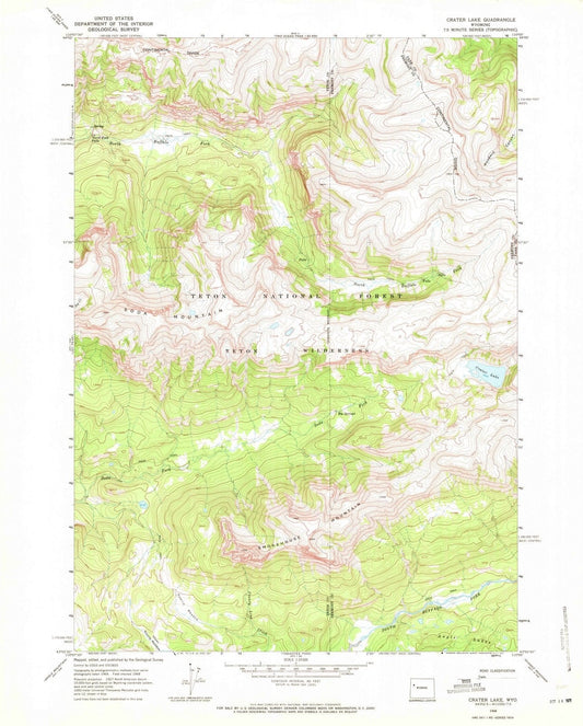 1968 Crater Lake, WY - Wyoming - USGS Topographic Map