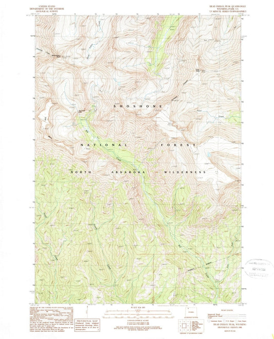 1989 Dead Indian Peak, WY - Wyoming - USGS Topographic Map