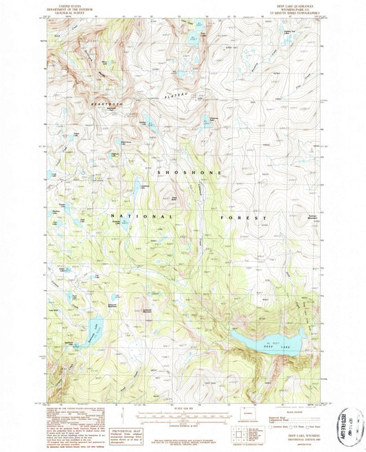 1987 Deep Lake, WY - Wyoming - USGS Topographic Map