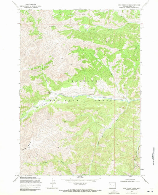 1969 Dick Creek Lakes, WY - Wyoming - USGS Topographic Map