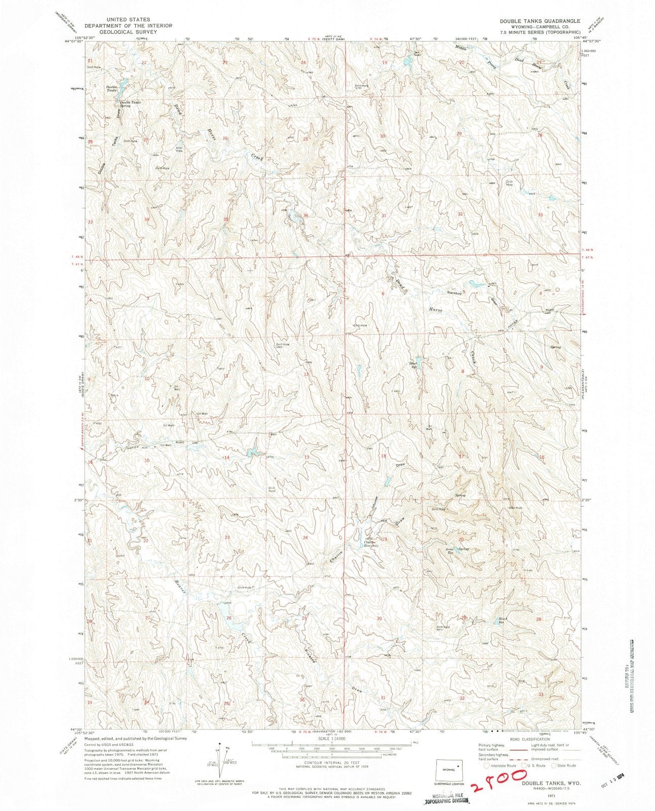 1971 Double Tanks, WY - Wyoming - USGS Topographic Map