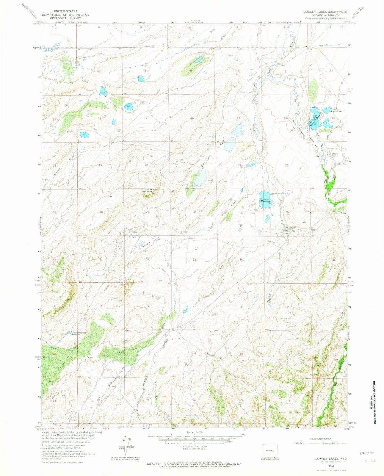 1963 Downey Lakes, WY - Wyoming - USGS Topographic Map