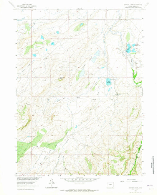 1963 Downey Lakes, WY - Wyoming - USGS Topographic Map