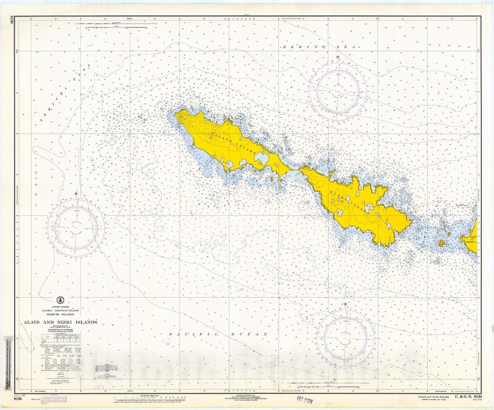 Historic Nautical Map - Alaid And Nizki Islands, 1969 NOAA Chart - Alaska (AK) - Vintage Wall Art