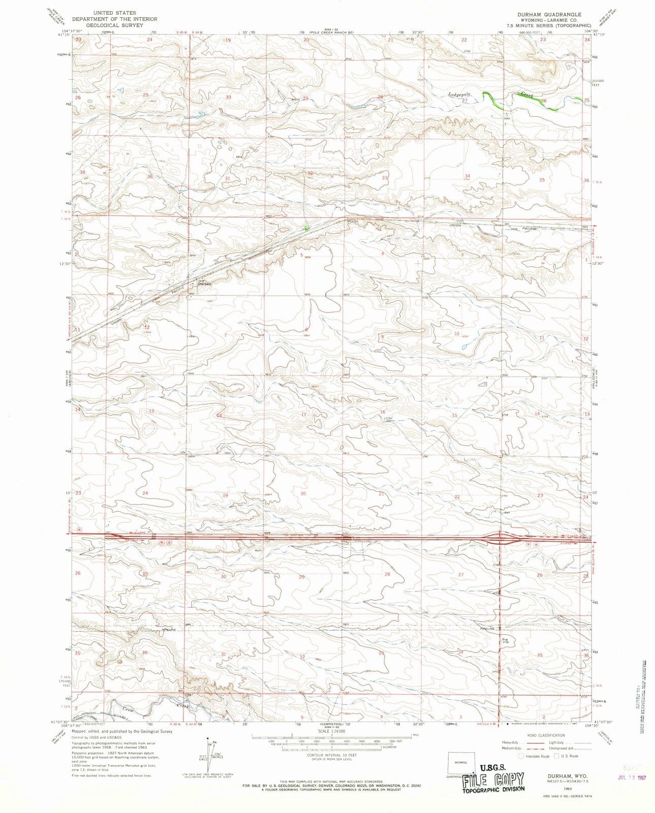 1963 Durham, WY - Wyoming - USGS Topographic Map