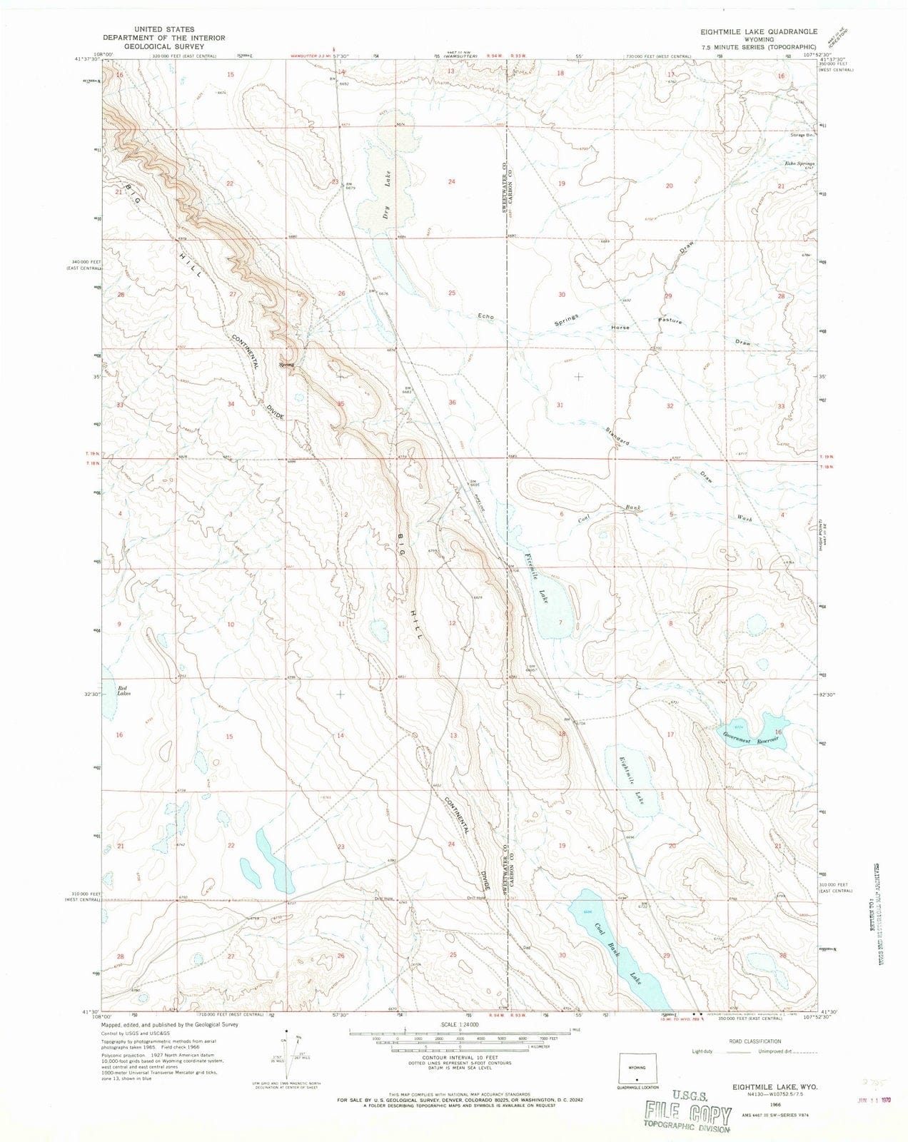 1966 Eightmile Lake, WY - Wyoming - USGS Topographic Map
