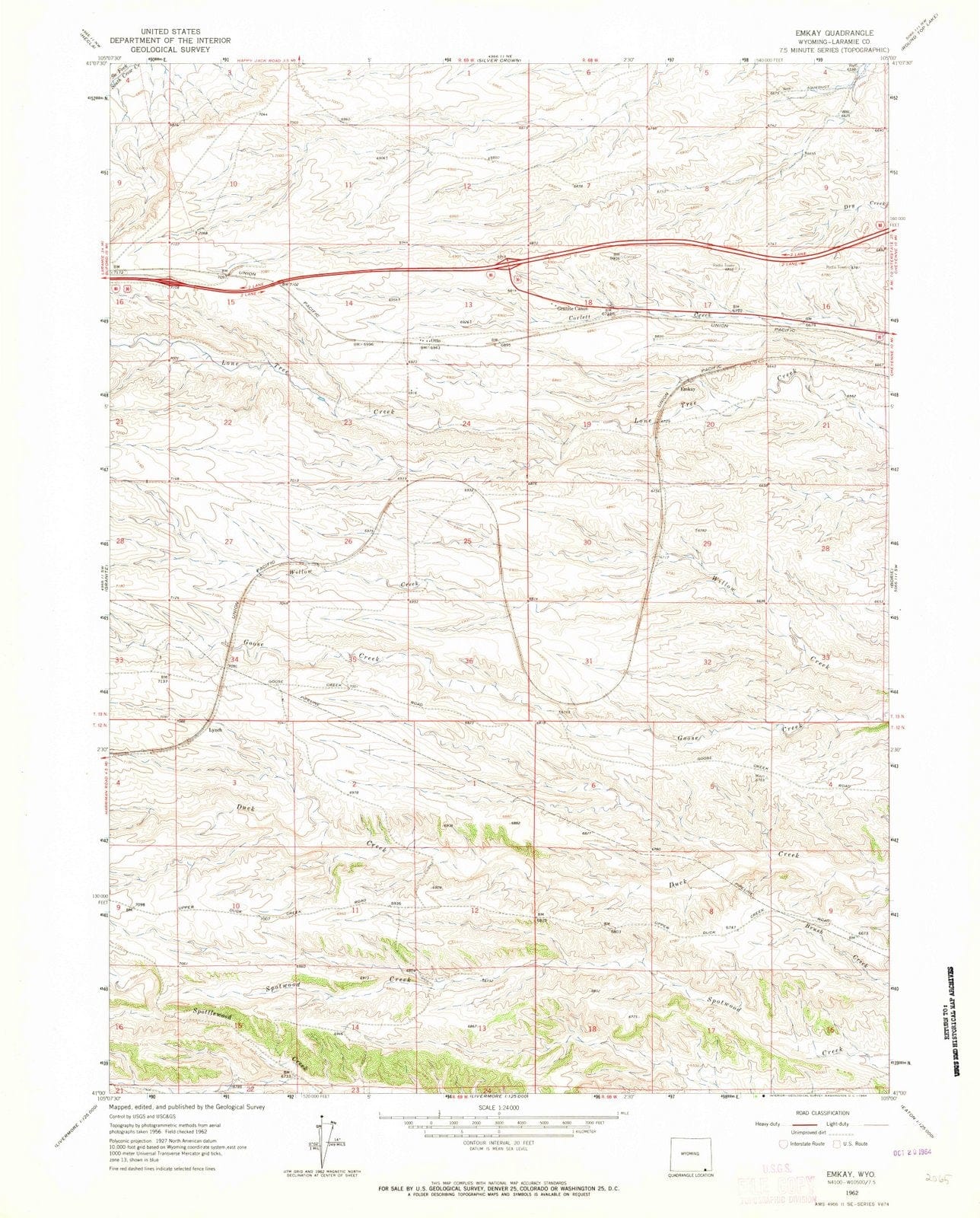 1962 Emkay, WY - Wyoming - USGS Topographic Map