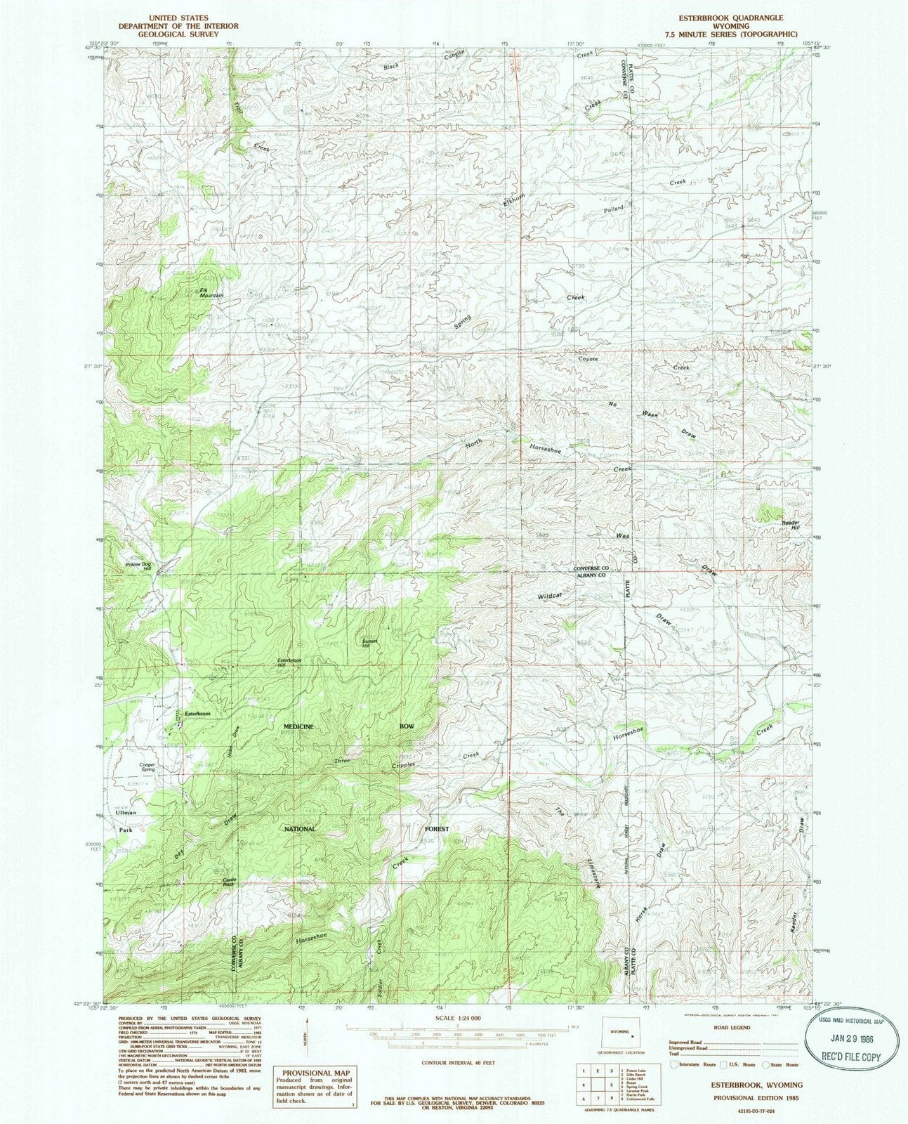 1985 Esterbrook, WY - Wyoming - USGS Topographic Map