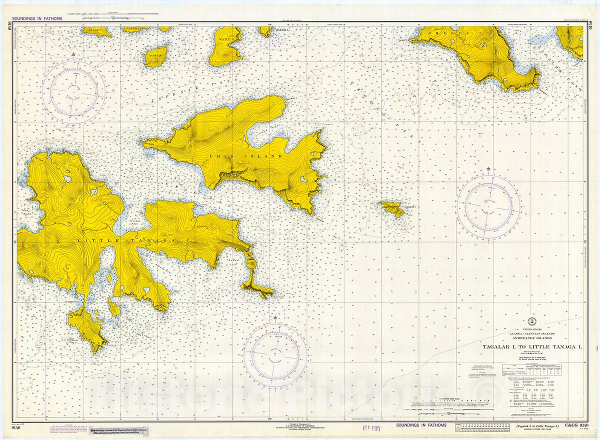 Historic Nautical Map - Tagalak I. To Little Tanaga I, 1972 NOAA Chart - Alaska (AK) - Vintage Wall Art