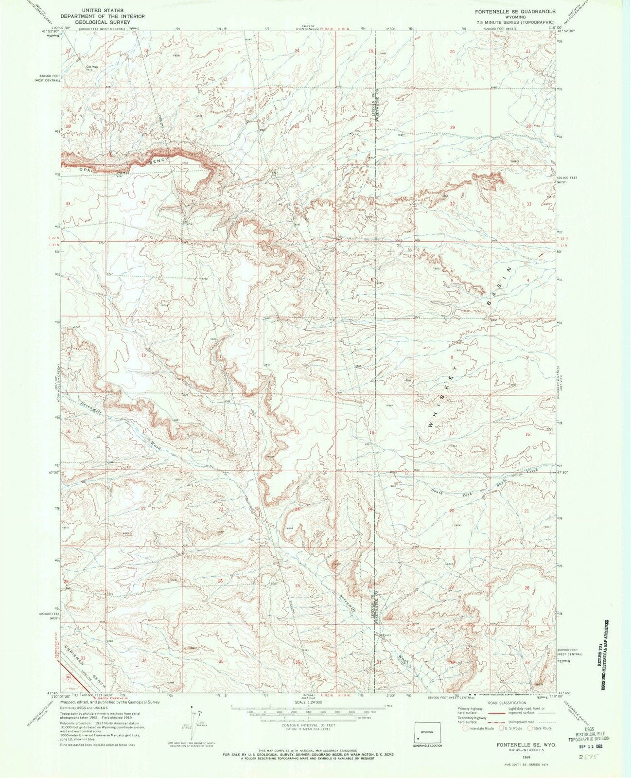 1969 Fontenelle, WY - Wyoming - USGS Topographic Map