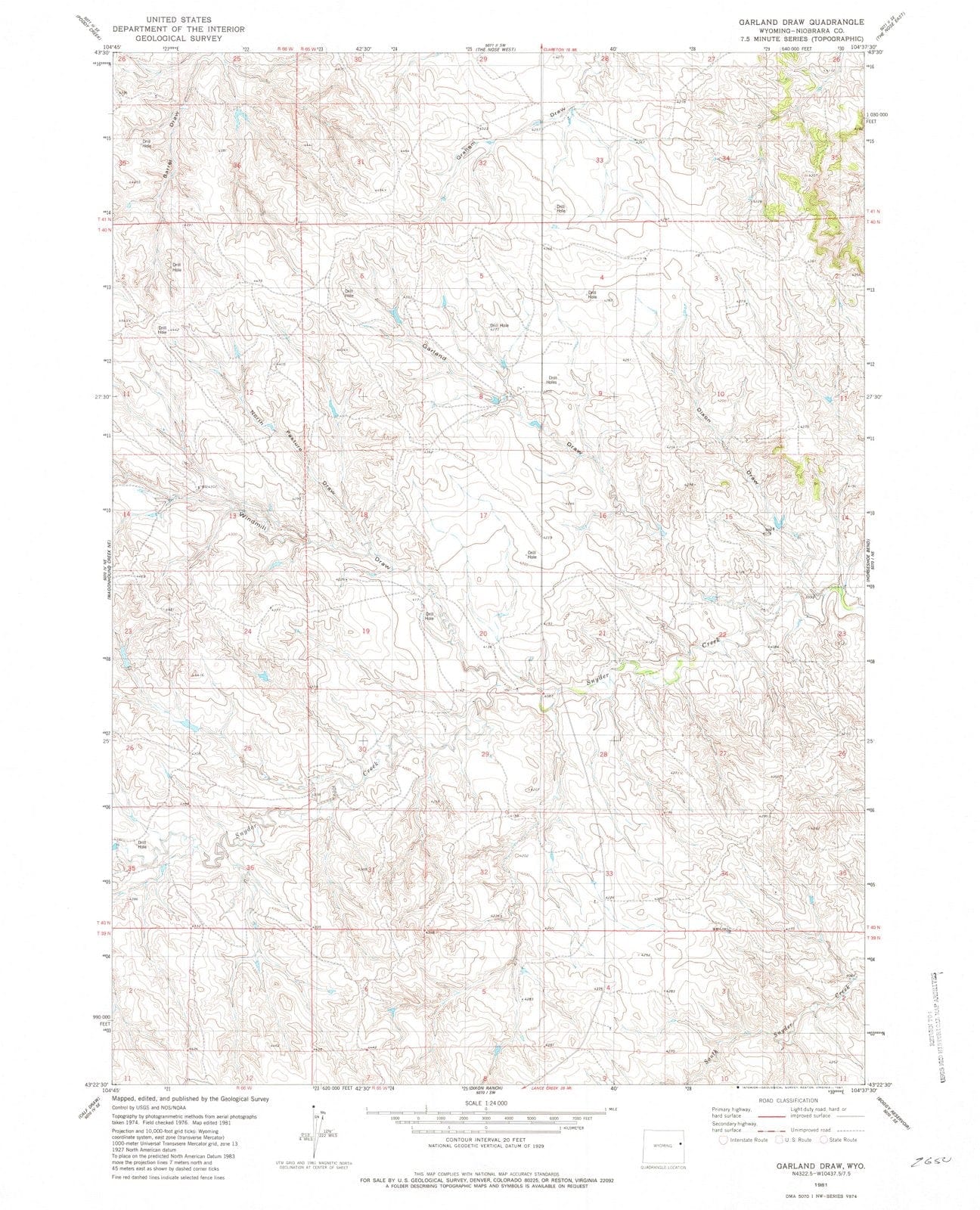 1981 Garlandraw, WY - Wyoming - USGS Topographic Map
