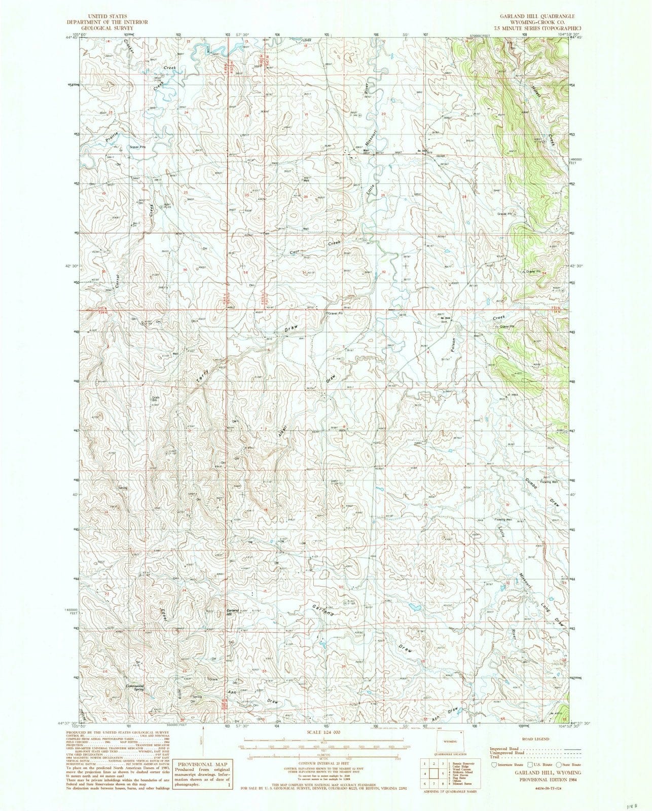 1984 Garland Hill, WY - Wyoming - USGS Topographic Map