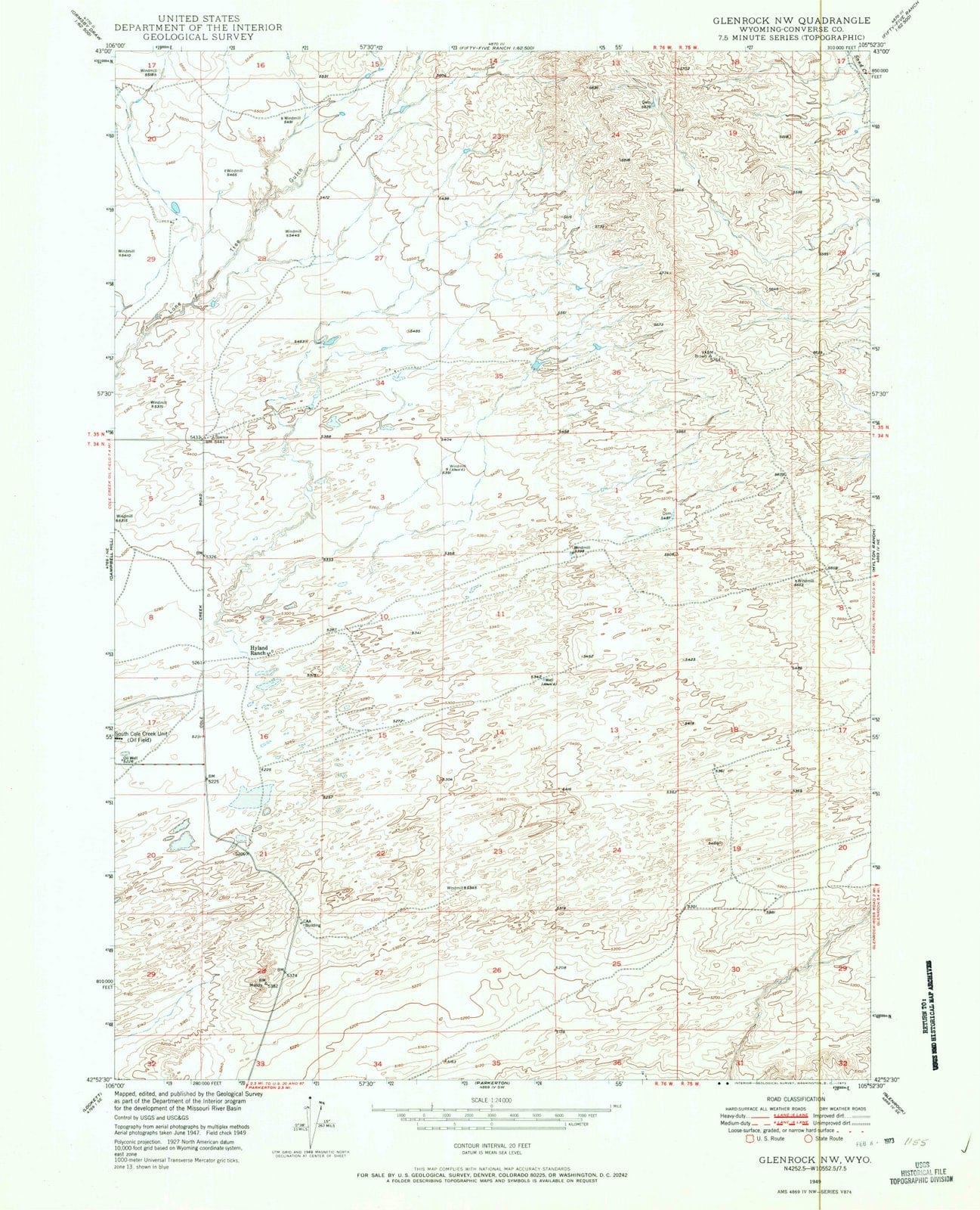 1949 Glenrock, WY - Wyoming - USGS Topographic Map