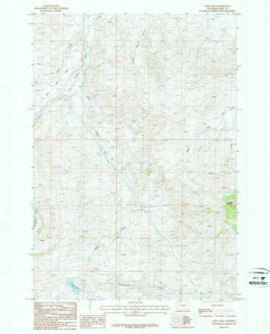 1987 Goff Lake, WY - Wyoming - USGS Topographic Map