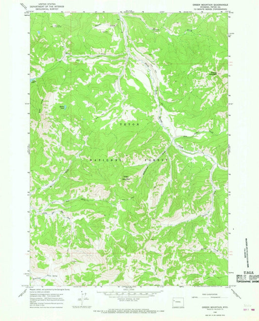 1965 Green Mountain, WY - Wyoming - USGS Topographic Map