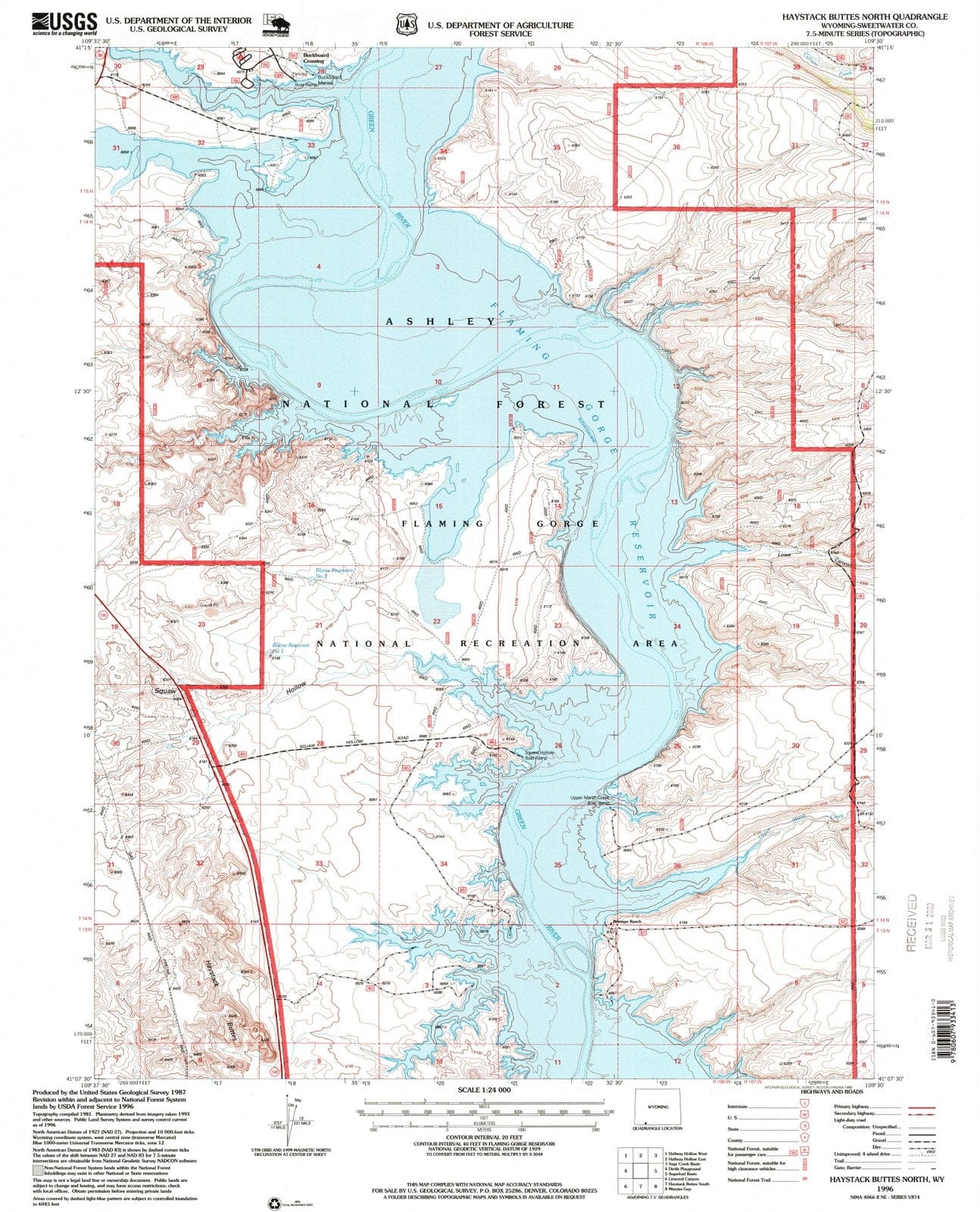 1996 Haystack Buttes North, WY - Wyoming - USGS Topographic Map