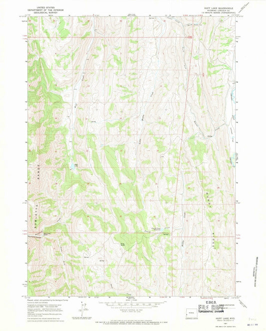 1967 Huff Lake, WY - Wyoming - USGS Topographic Map