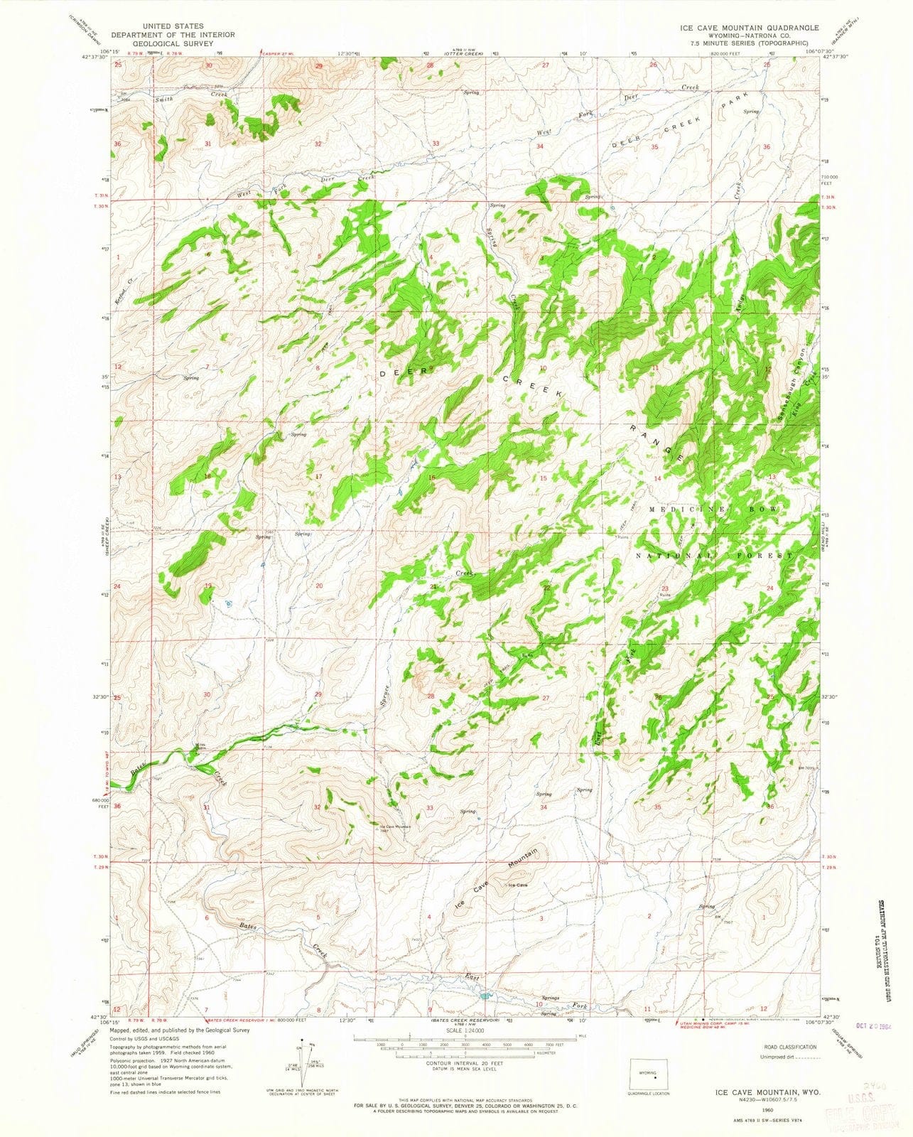 1960 Ice Cave Mountain, WY - Wyoming - USGS Topographic Map