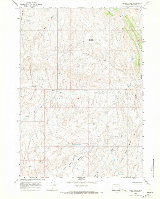 1966 Indian Creek, WY - Wyoming - USGS Topographic Map